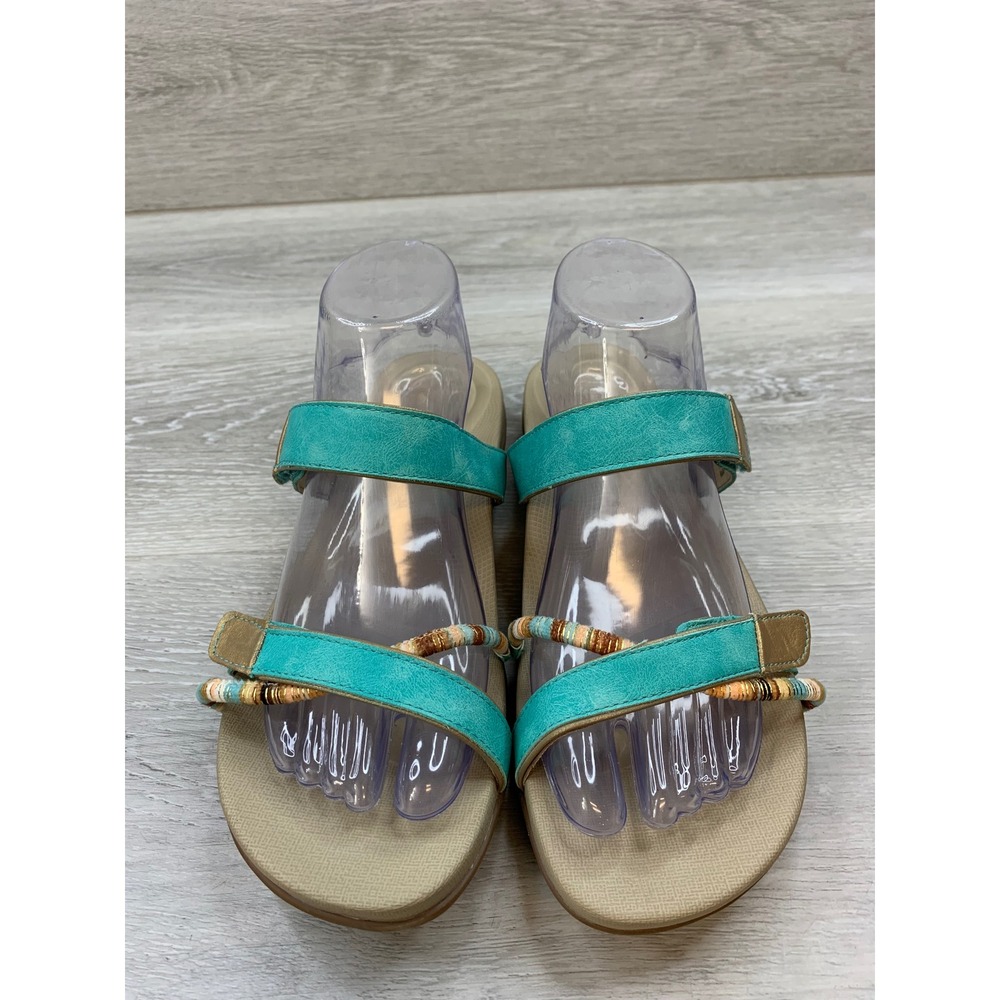 Aetrex Jillian Teal Beaded Orthotic Sandals Women's 9-9.5 Comfort Strappy Shoes - Picture 2 of 10
